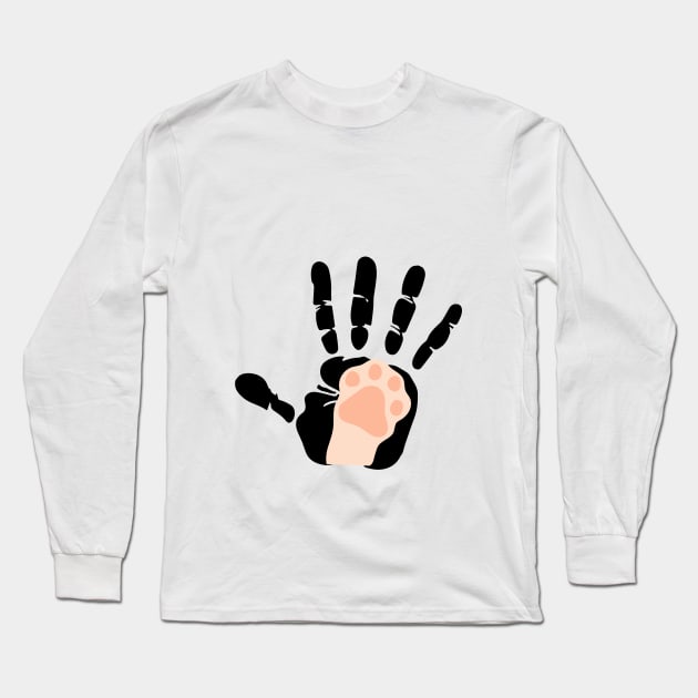 cat paw and hand Long Sleeve T-Shirt by Amadej